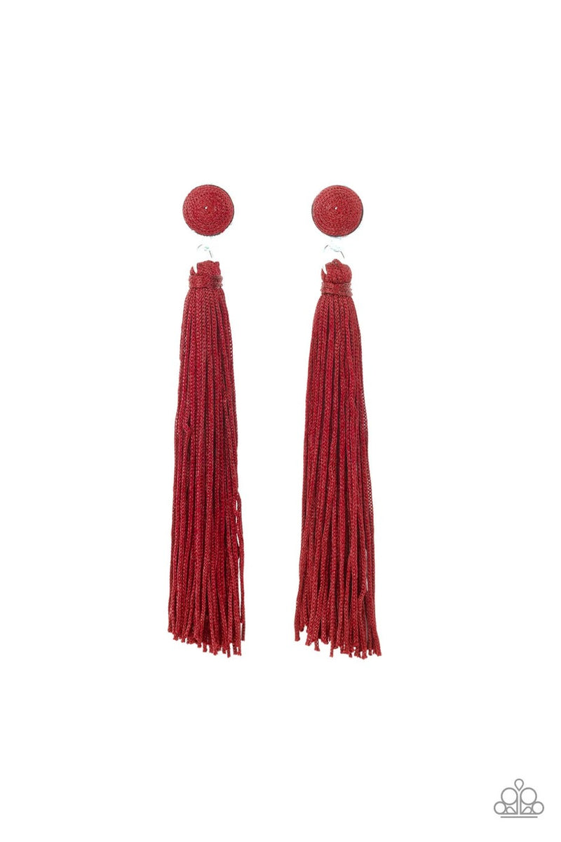 Paparazzi red deals tassel earrings