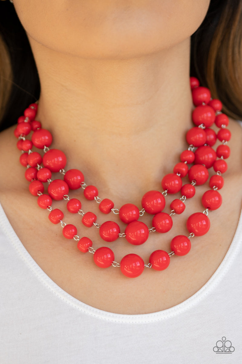 Red seed cheap bead necklace paparazzi