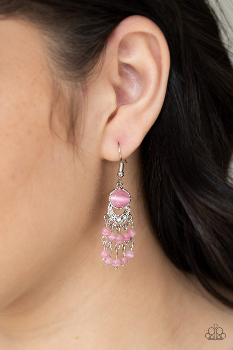 Paparazzi pink moonstone earrings on sale