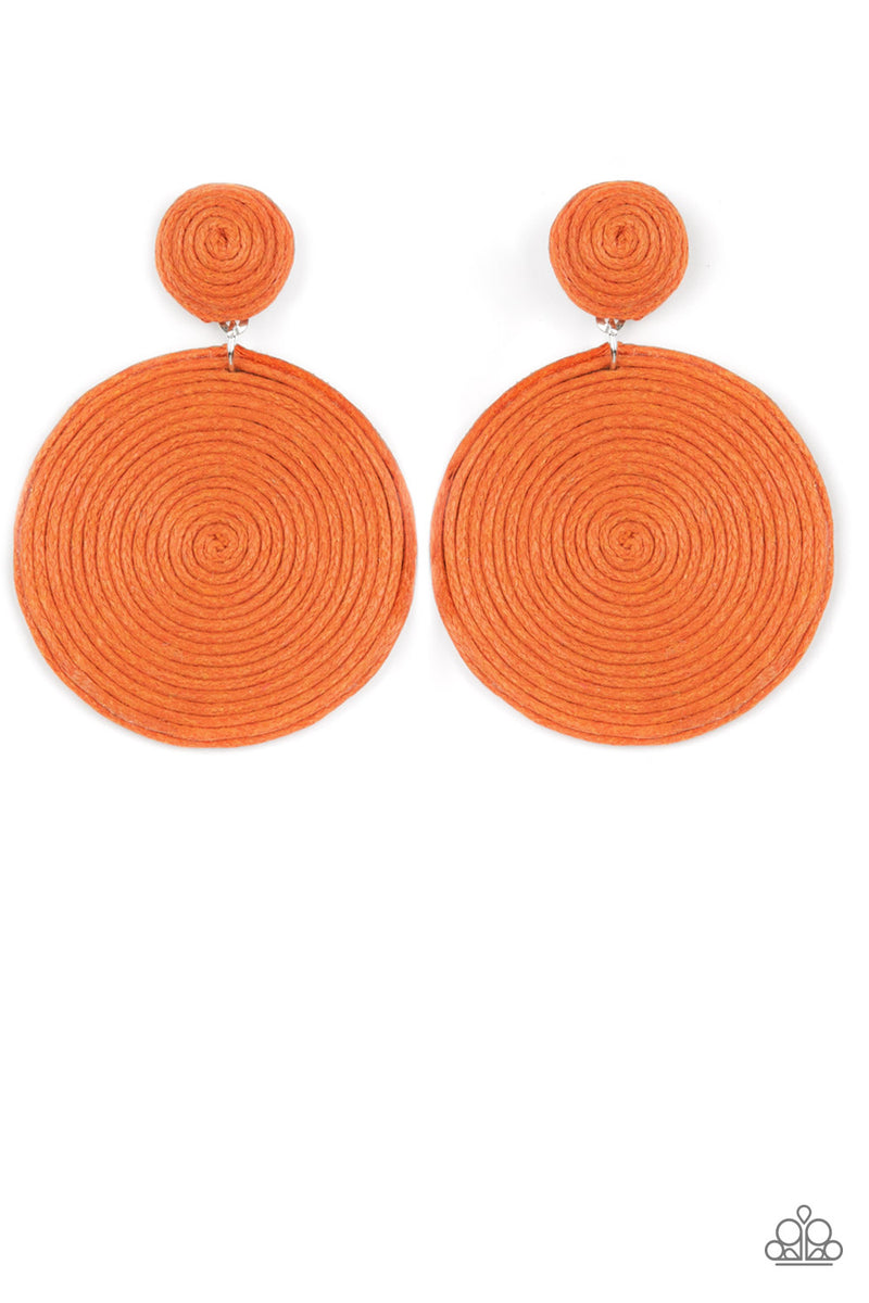 TNT Orange Yarn Earrings