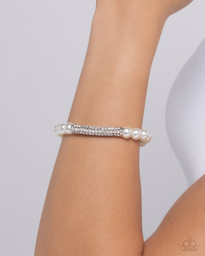 Paparazzi - Elegance Embodied - White Bracelet