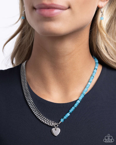Paparazzi - Squared Sweetheart - Blue Necklace