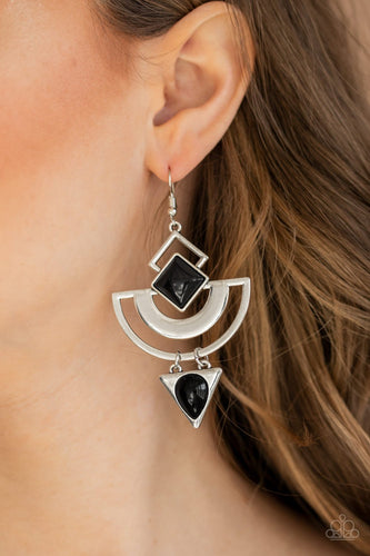 Paparazzi - Geo Gypsy Black - Earring - Paparazzi Accessories
