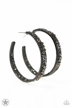 Load image into Gallery viewer, Paparazzi - GLITZY By Association - Black Hoop Earrings - Paparazzi Accessories