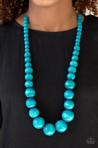 Paparazzi - Effortlessly Everglades - Blue Wood Necklace - Paparazzi Accessories