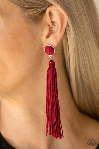 Paparazzi - Tightrope Tassel - Red Earrings - Paparazzi Accessories