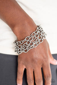 Paparazzi- Fast Ball Silver Bracelet - Paparazzi Accessories