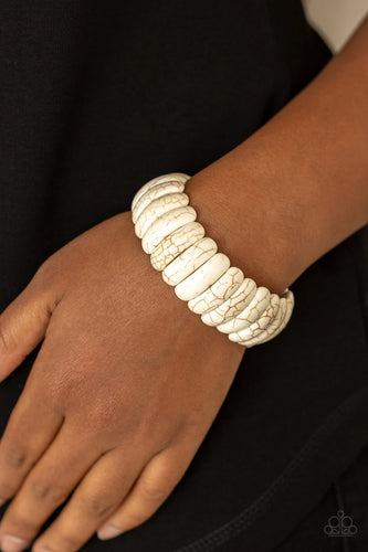 Paparazzi - Peacefully Primal - White Bracelet - Paparazzi Accessories