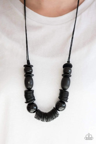 Paparazzi - You Better Belize It - Black Wood Necklace - Paparazzi Accessories