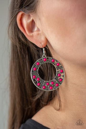 Paparazzi - San Diego Samba - Pink Hoop Earrings - Paparazzi Accessories