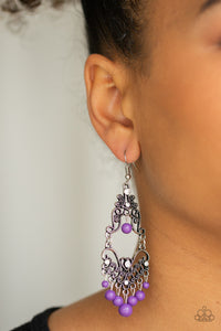 Colorfully Cabaret-Purple Earrings - Paparazzi Accessories - Paparazzi Accessories