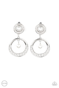 Royal Revival - Paparazzi White Clip-On Earrings - Paparazzi Accessories