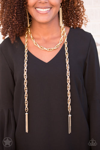 SCARFed for Attention - Gold Necklace - Paparazzi Accessories - Paparazzi Accessories