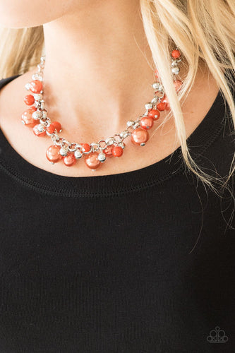 The Upstater - Orange Pearl Necklace- Paparazzi Accessories - Paparazzi Accessories