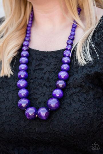Paparazzi - Effortlessly Everglades - Purple Wood Necklace - Paparazzi Accessories
