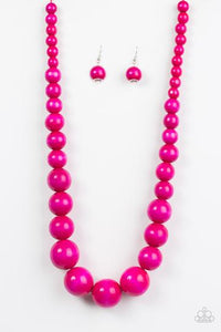 Paparazzi - Effortlessly Everglades - Purple Wood Necklace - Paparazzi Accessories