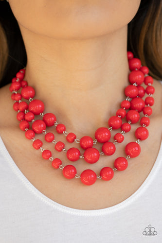 Everyone Scatter! - Red Necklace - Paparazzi Accessories - Paparazzi Accessories