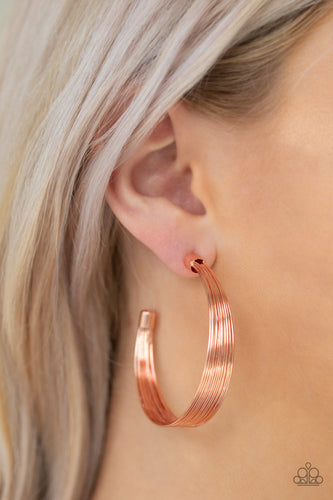 Live Wire -Copper Hoop Earrings - Paparazzi Earrings - Paparazzi Accessories