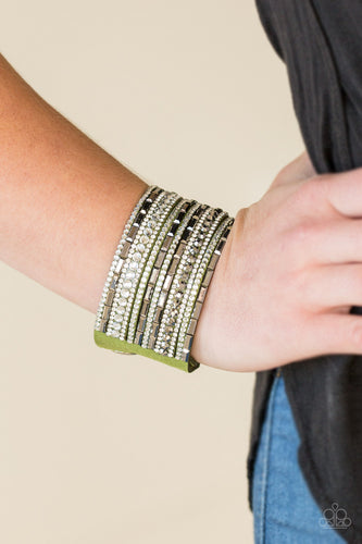 Paparazzi - Wham Bam Glam - Green Urban Bracelet - Paparazzi Accessories