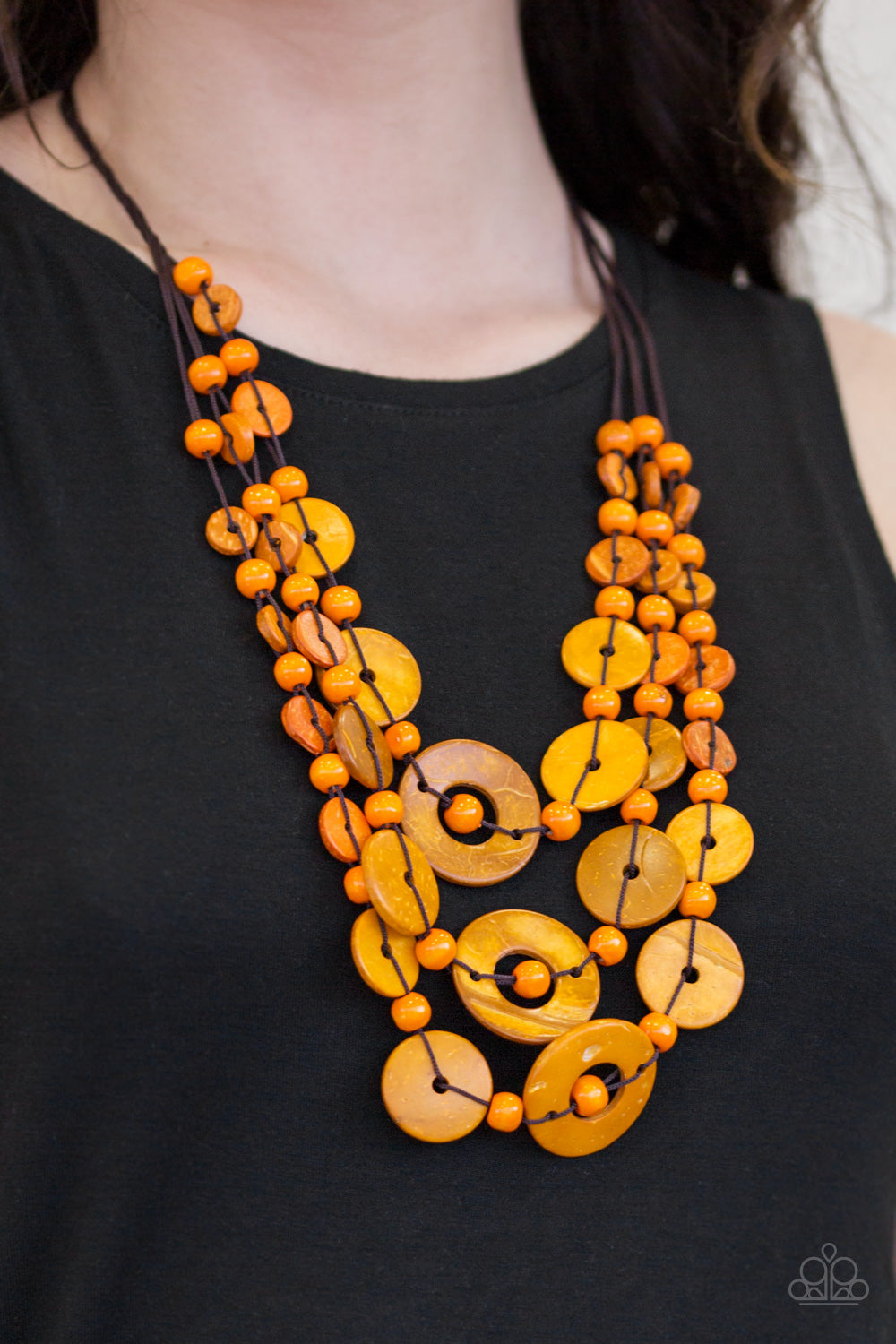 Paparazzi - Bali Boardwalk - Orange Wood Necklace - Paparazzi Accessories