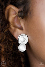 Load image into Gallery viewer, Paparazzi - Gatsby Gleam - White Clip-On Earrings - Paparazzi Accessories