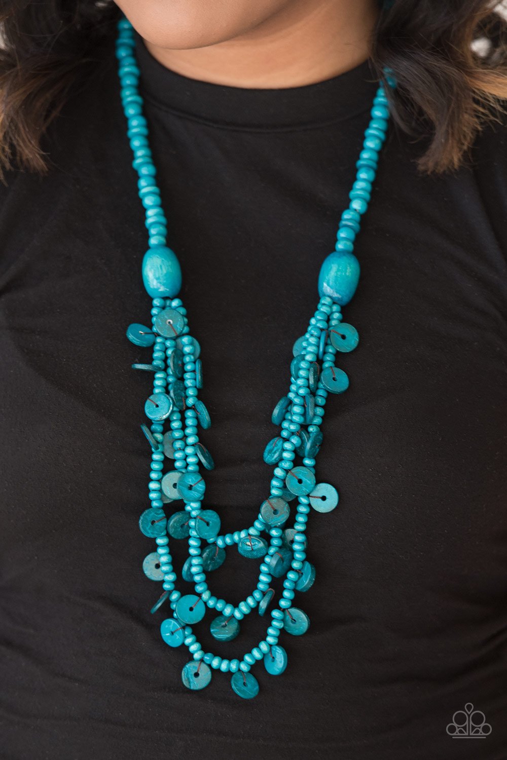 Blue wooden necklace best sale paparazzi