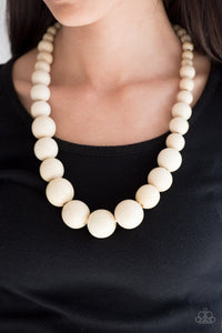 Paparazzi - Effortlessly Everglades - White Wood Necklace - Paparazzi Accessories