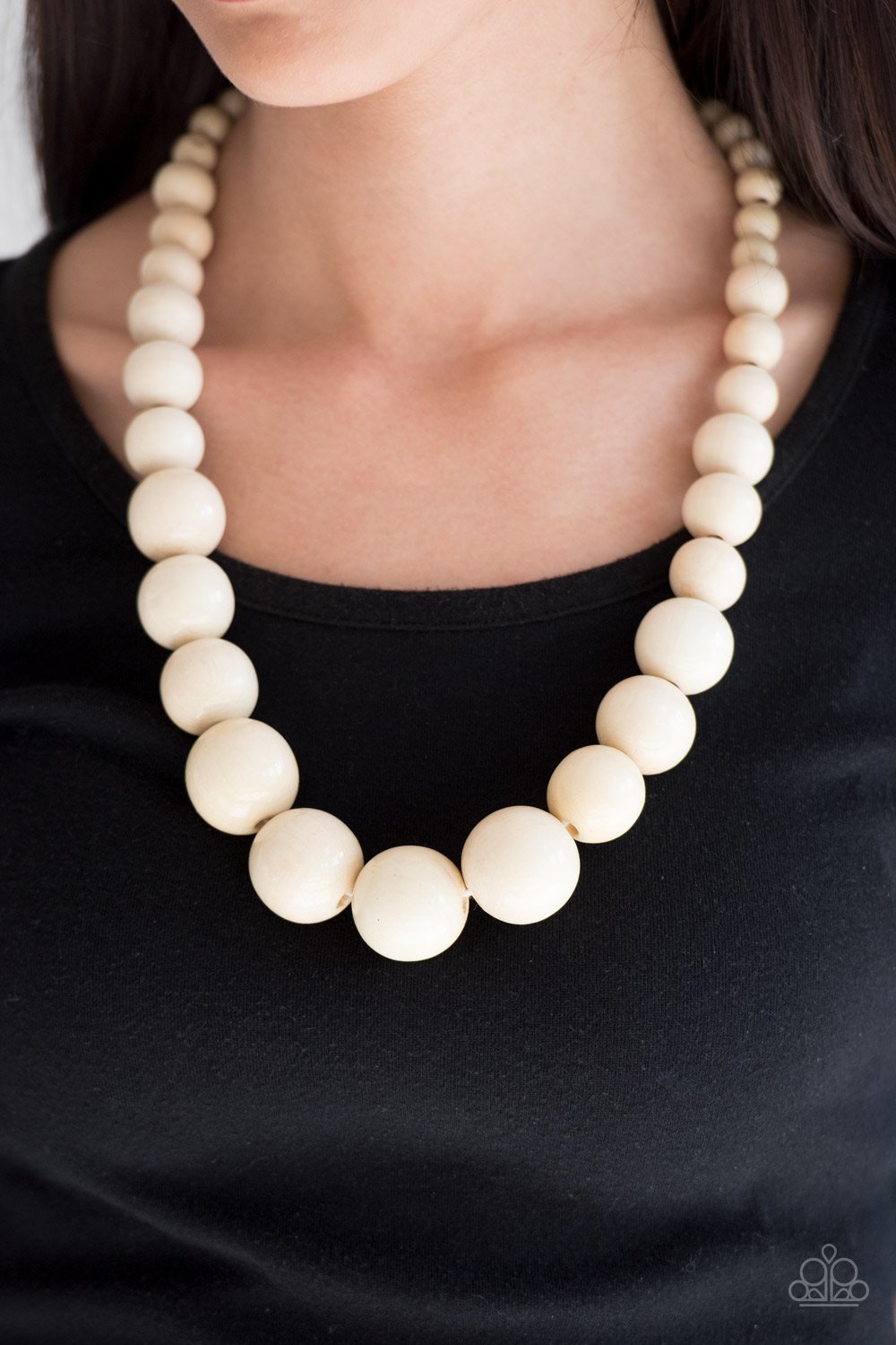 Paparazzi - Effortlessly Everglades - White Wood Necklace - Paparazzi Accessories
