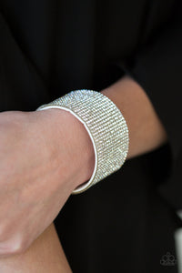 Roll With The Punches - White Rhinestone Bracelet - Paparazzi Accessories - Paparazzi Accessories