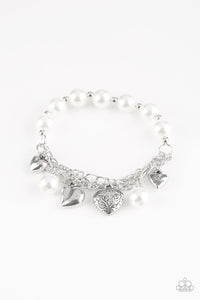 More Amour - White Pearl Charm Bracelet - Paparazzi Accessories - Paparazzi Accessories