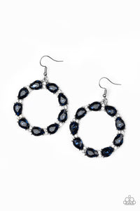 Ring Around The Rhinestones - Blue Earrings - Paparazzi Accessories - Paparazzi Accessories