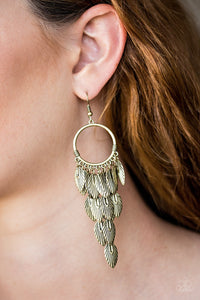 Feather Frenzy-Brass Earrings-Paparazzi Accessories - Paparazzi Accessories