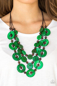 Paparazzi -Catalina Coastin - Green Wood Necklace - Paparazzi Accessories