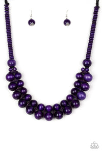 Caribbean Cover Girl - Purple Wood Necklace-Paparazzi Accessories - Paparazzi Accessories