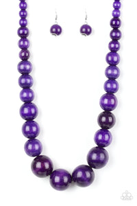 Paparazzi - Effortlessly Everglades - Purple Wood Necklace - Paparazzi Accessories