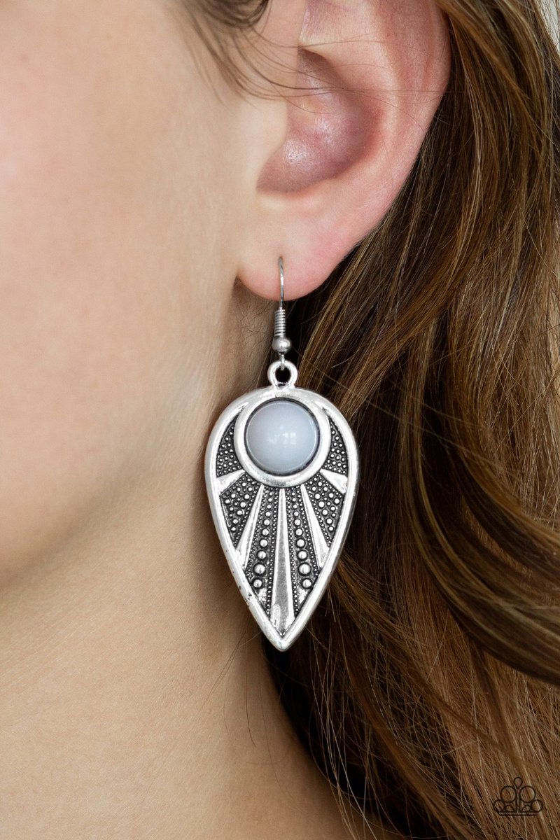 Paparazzi - Talk The Walkabout - Silver Grey Earrings - Paparazzi Accessories