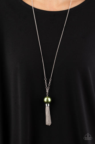 Paparazzi - Belle Of The BALLROOM - Green  Tassel Necklace - Paparazzi Accessories