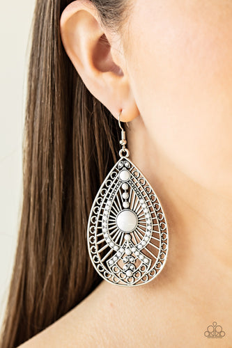 Just Dropping By - White Earrings - Paparazzi Accessories - Paparazzi Accessories
