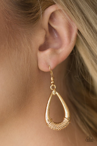 Trending Texture Gold Earrings- Paparazzi Accessories - Paparazzi Accessories