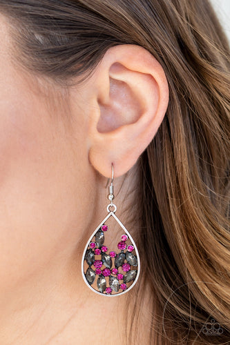 Cash or Crystal - Pink Earrings -Paparazzi Accessories - Paparazzi Accessories