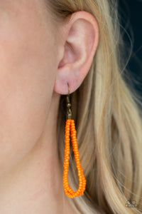 Rio Roamer - Orange Seed Bead Earrings -Paparazzi Accessories - Paparazzi Accessories