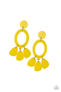 Sparkling Shores - Yellow Earrings-Paparazzi - Paparazzi Accessories