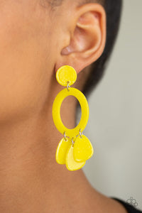 Sparkling Shores - Yellow Earrings-Paparazzi - Paparazzi Accessories