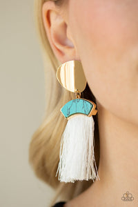 Insta Inca - Blue Tassel Earrings-Paparazzi Acceessories - Paparazzi Accessories