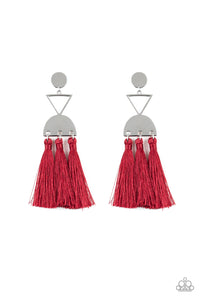 Tassel Trippin - Red Earring Paparazzi Accessories - Paparazzi Accessories