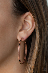 Paparazzi - Texture Tempo - Copper Earrings - Paparazzi Accessories