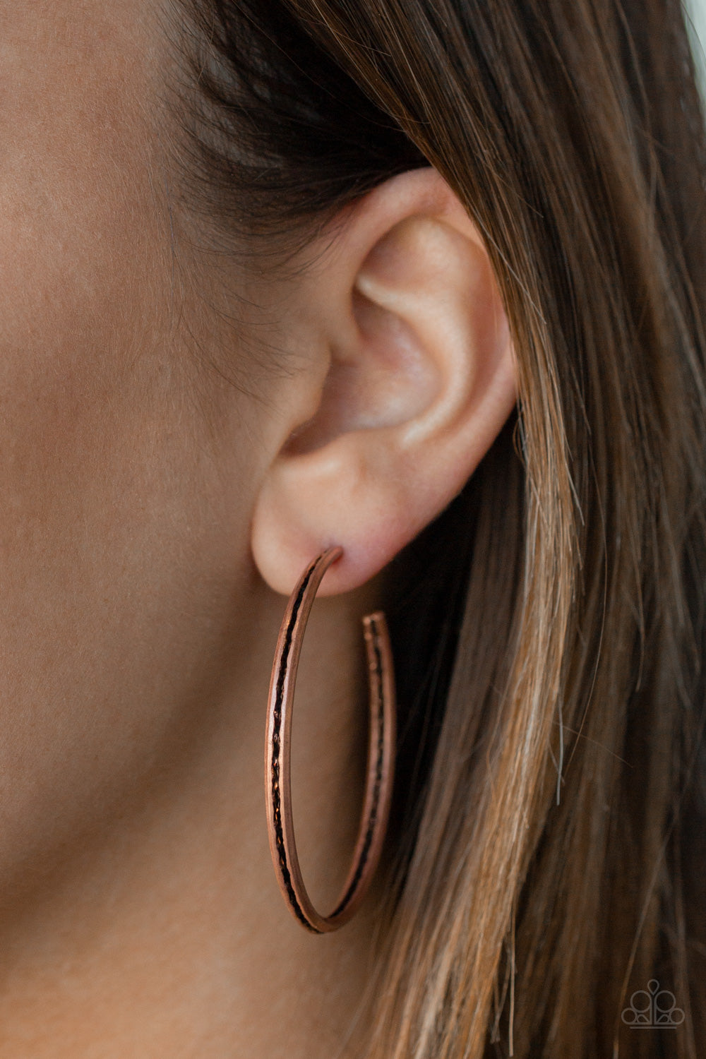 Paparazzi - Texture Tempo - Copper Earrings - Paparazzi Accessories