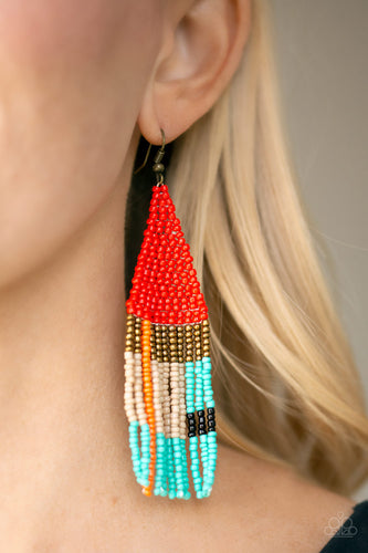 Beaded Boho - Red Earrings - Paparazzi Accessories - Paparazzi Accessories