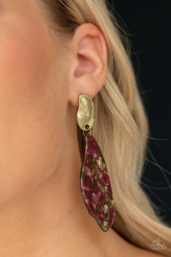 Paparazzi - Fish Out Of Water - Brass Multi Color Acrylic Earrings - Paparazzi Accessories