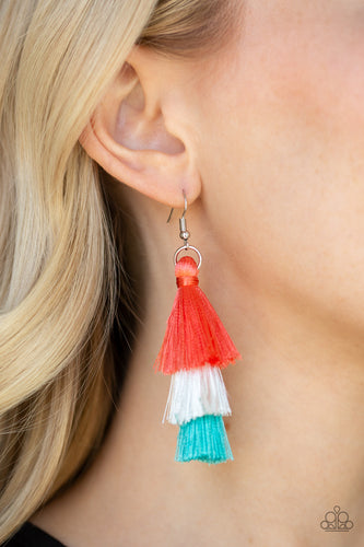 Hold On To Your Tassel! - Orange Earring-Paparazzi Accessories - Paparazzi Accessories